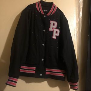 Pelle Pelle Black Studded 1978 Varsity Wool Jacket black gray and pink 3x 88016